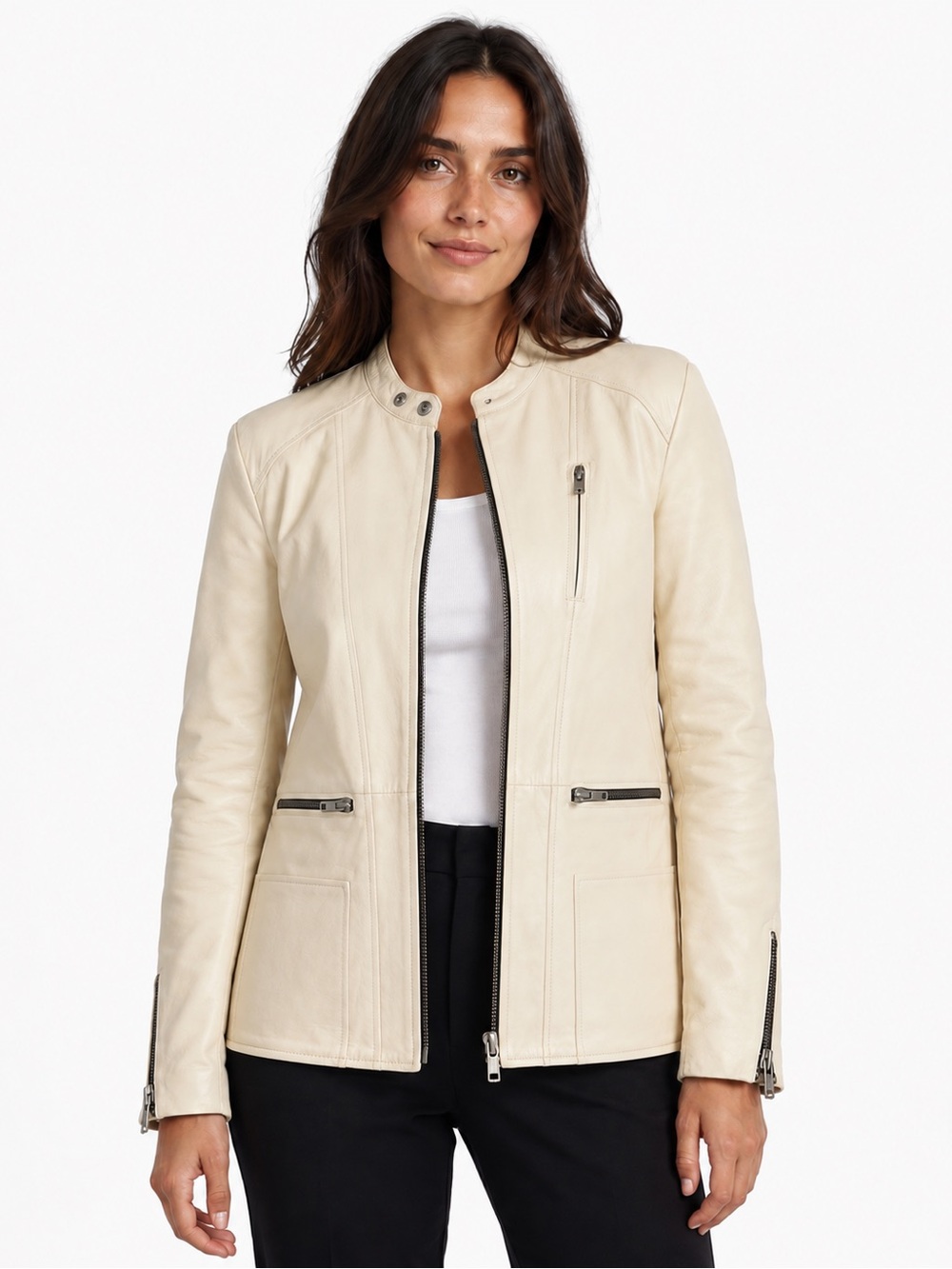 Mackage Cream Leather Biker Jacket size S-M